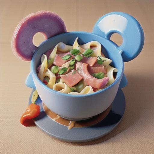 Pasta with ham and 3 cheeses