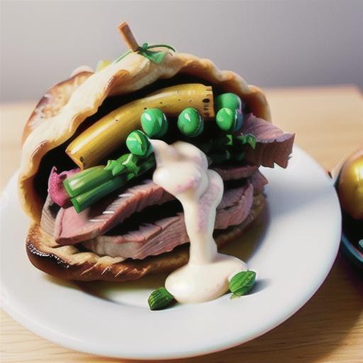 Rare roast beef and horseradish galette