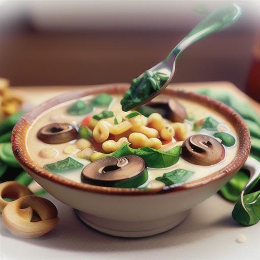 Spinach and Mushroom Soup with Spaetzle
