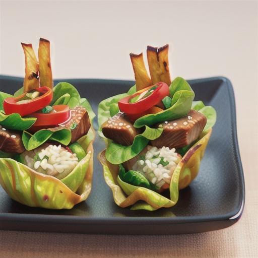 Teriyaki beef and pickled vegie lettuce cups