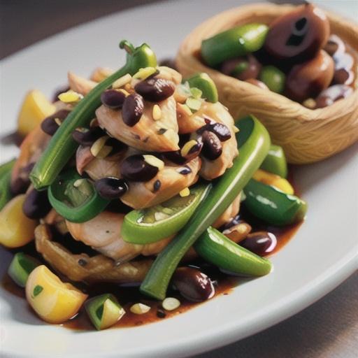 Chicken with Green Peppers in Black Bean Sauce